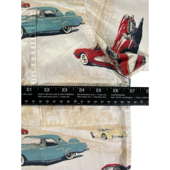 North River Outfitters Button Down Shirt Men's XL Classic Cars Beige Red Blue - Picture 6 of 10